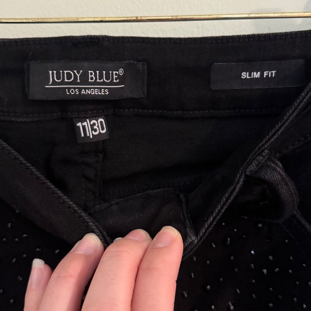 Judy Blue Black Rhinestone Slim Fit Jeans Size 11/30‎ Glam Sparkle Denim - Picture 7 of 14